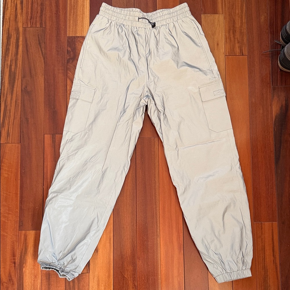 Forever21 Light Gray Cargo Pants - Reflective “Snow” Pants